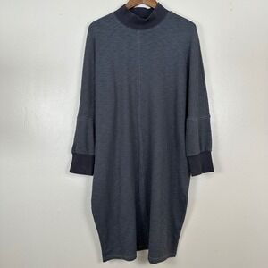 Roolee Mom Women's L Waffle Knit Dress Charcoal Gray Mock Neck RO-FAS20-12018-ZI